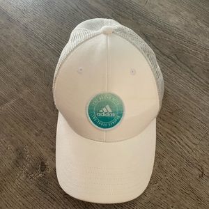 Women’s white adidas trucker hat